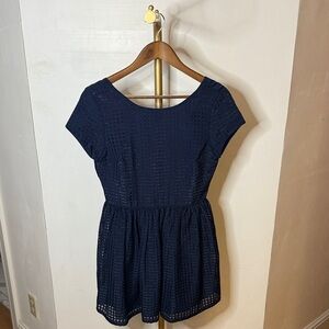 Navy Blue Short Sleeve Dress